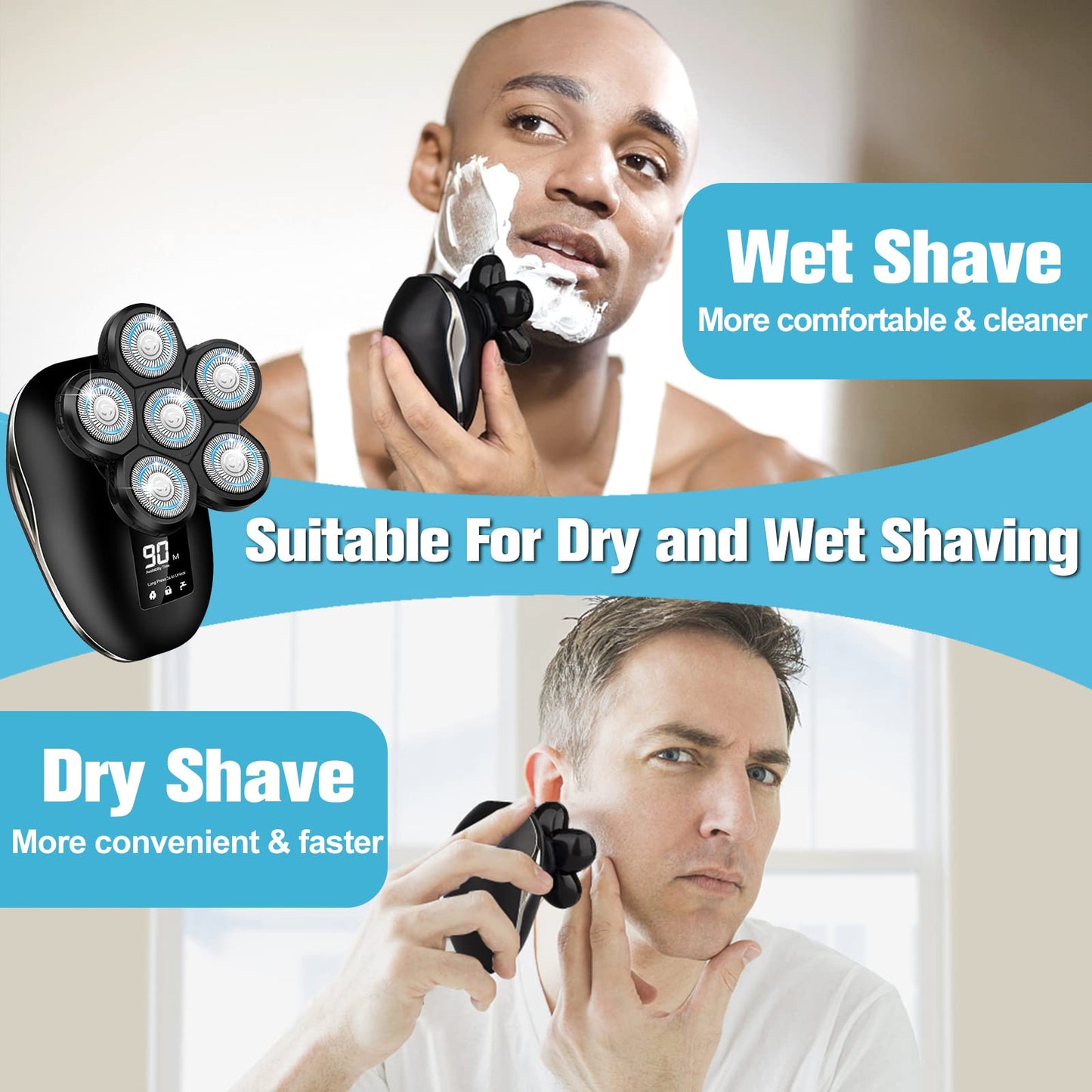 SmoothCrown 7: Advanced Electric Head Shaver with LED Display