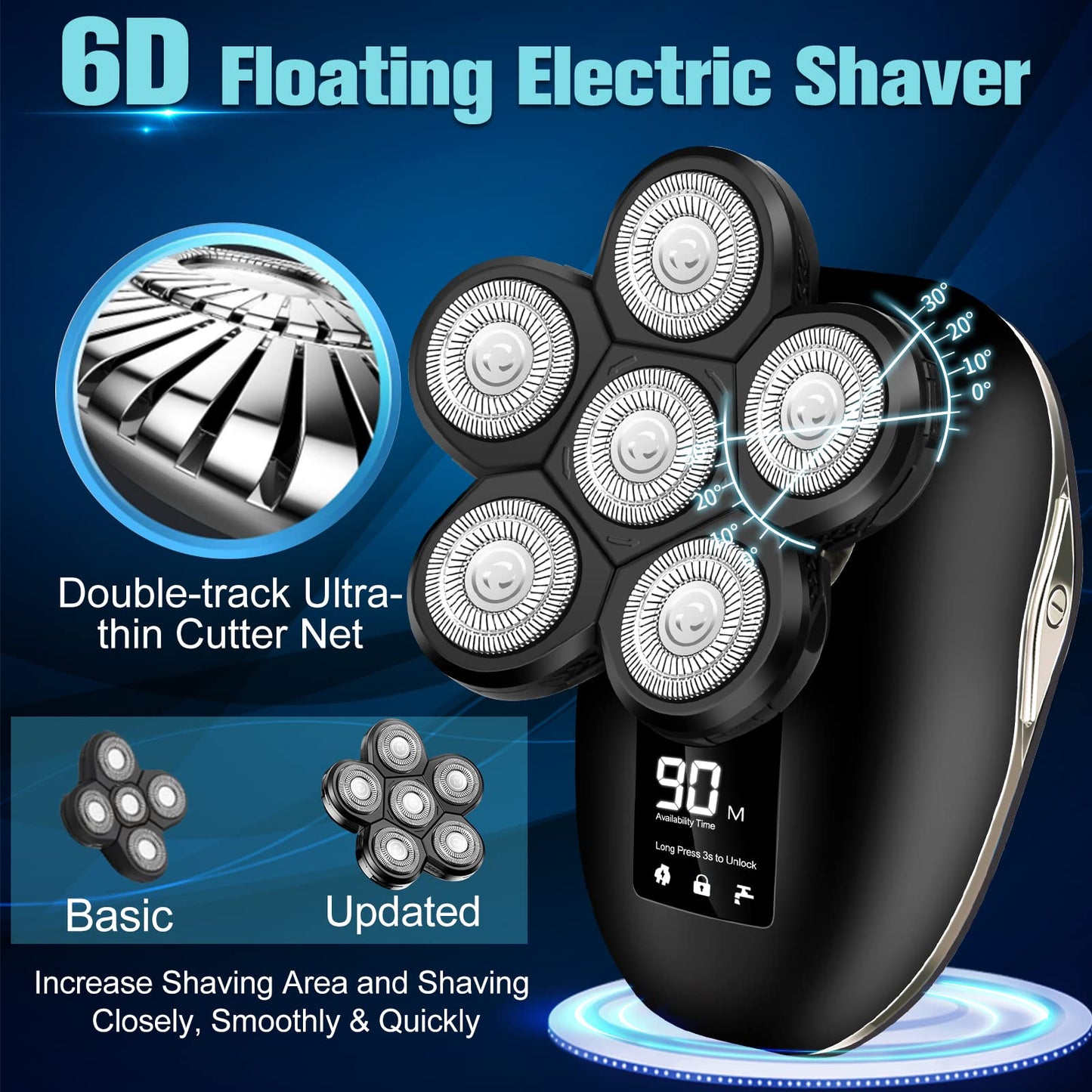 SmoothCrown 7: Advanced Electric Head Shaver with LED Display